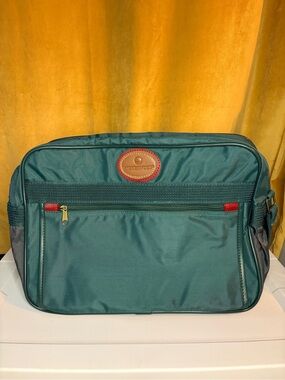 Vintage Green Messenger Bag with Red Accents -American Flyer